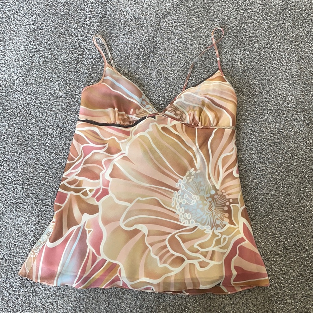 Theory small multi color camisole pink flowers tank top